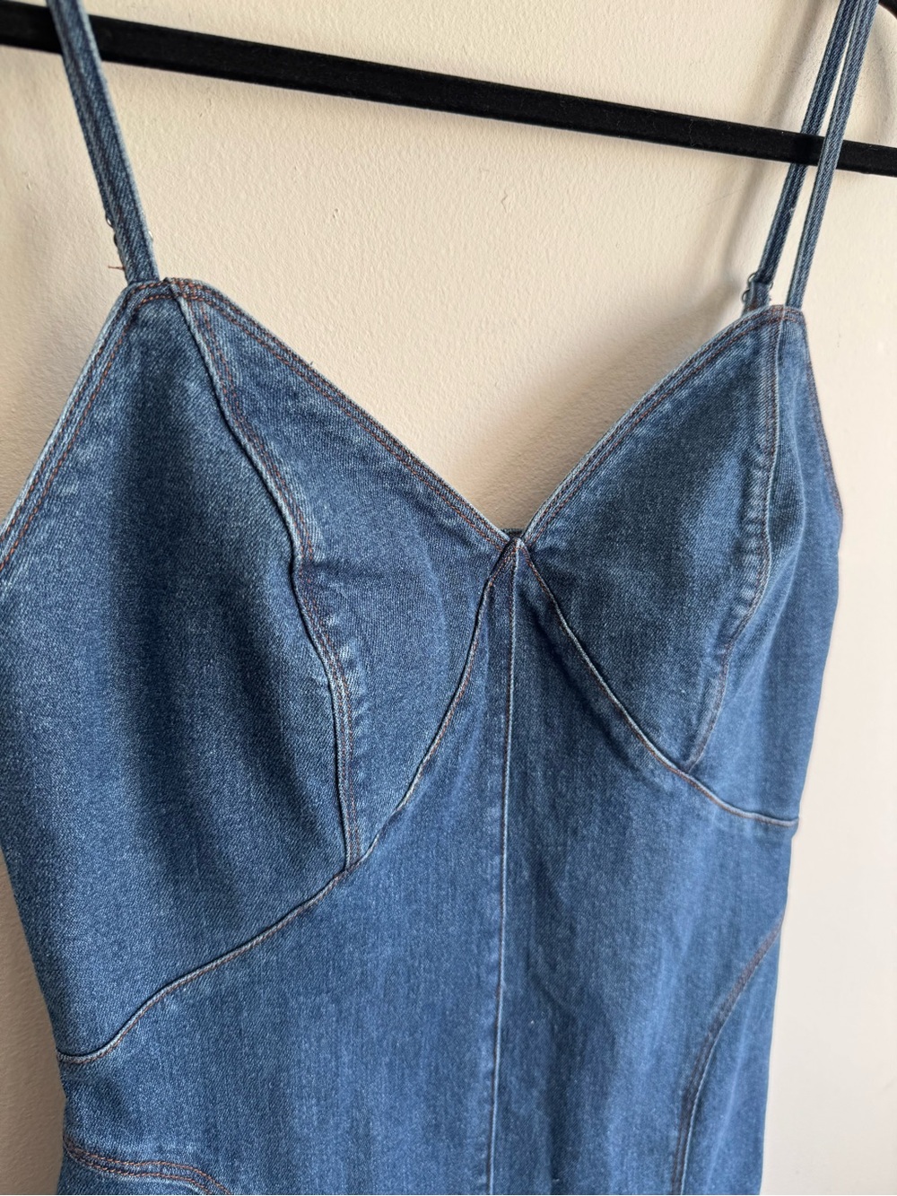 House of Harlow 1960 Denim Corset Midi Dress Blue Size M - Picture 5 of 8